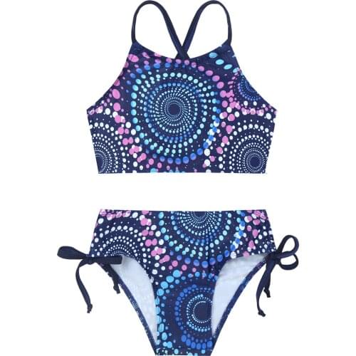 2021 Girls Summer Beach Wear Halter Tankini 2-Piece Swimsuit Bathing Suit Sleeveless Swim Tops and Shorts for Chilrden Swimming