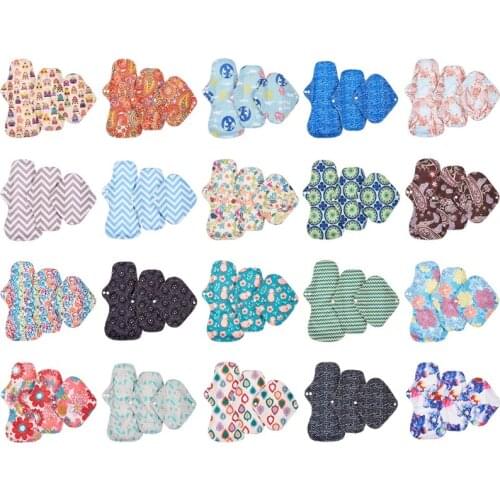 3Pcs Cloth Sanitary Pads Reusable Napkins 3 Sizes Menstrual Pads Washable