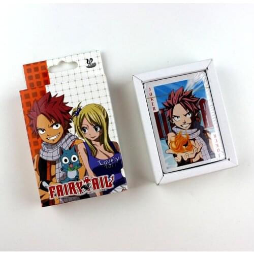 Anime Fairy Tail Poker Deck Playing Cards Natsu Gray Elza Cosplay Toys Board Game 54 Collection Cards with Color box