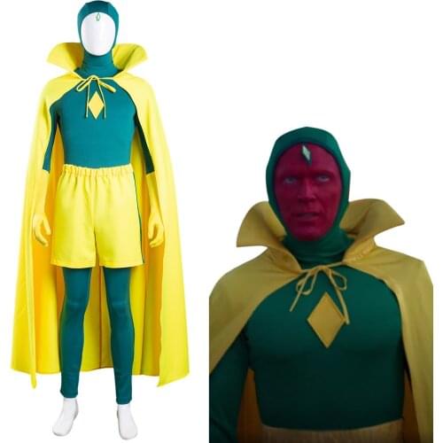 Anime Wanda Vision Vision Cosplay wandavision Costume Jumpsuit Cloak Outfits Halloween Carnival Suit Women Men Gift