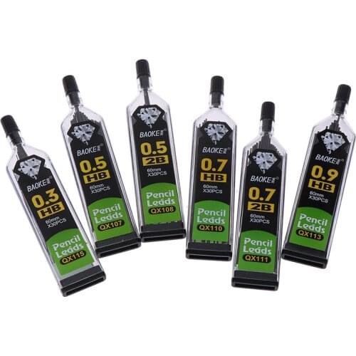 Automatic Pencil 6Boxes /180pcs HB 2B Holder Leads Thick Grade Handy Refills Pencils Accessorie Supplies