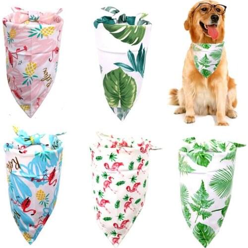 Dog Bandanas Large Dog Accessories Scarf Dog Cat Bow Tie Summer Bandana Print Flamingo Pattern Dog Bib Plaid Washable