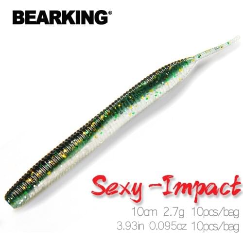 BEARKING sexy impact Soft Lures 10cm 2.7g 10pcs/bag Fishing Artificial Silicone Bass Pike Minnow Swimbait Jigging Plastic Baits