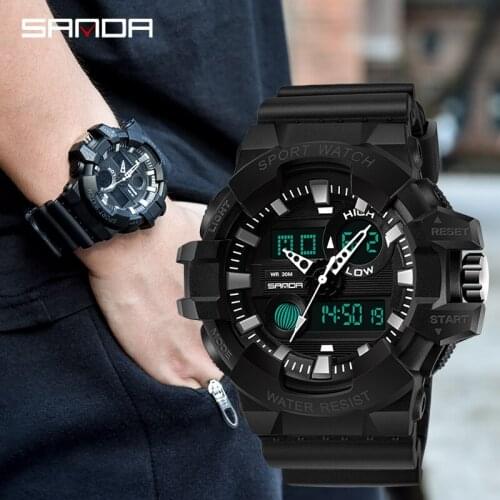 New SANDA Sports Mens Watches Top Brand Luxury Military Quartz Watch Men Waterproof S Shock Wristwatches relogio masculino