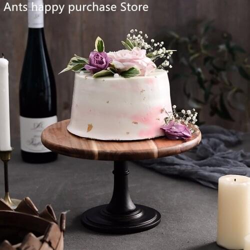 Wooden pallet Cake dessert High feet plate Wedding birthday dessert display shelf decoration Dessert tray with lid Glass cover