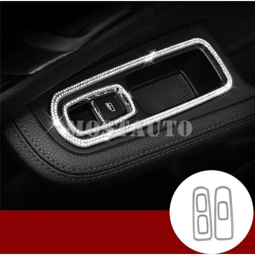 For Porsche Cayenne Rhinestone Style Car Door Window Lift Switch Cover 2011-2017 5pcs Car Accessories Interior
