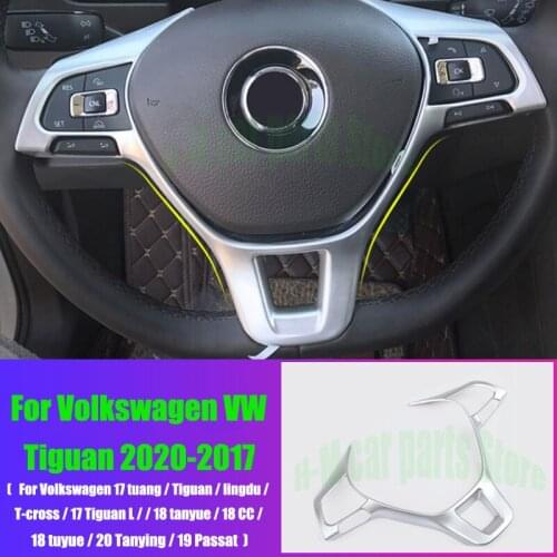 For Volkswagen VW Tiguan 2020-2017 Steering Wheel Trim Cover Interior Mouldings Accesorios ABS Chrome Car Styling Sticker
