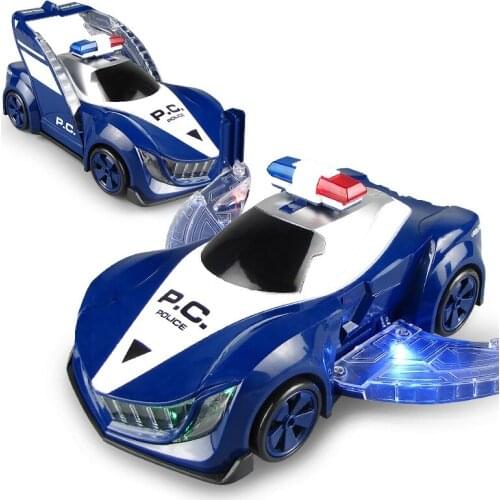 Electric 360 Degree Rotary Wheels Cool Lighting Music Police Electronic Car Kids Early Education Toy
