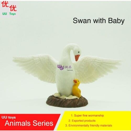 Hot toys:Swan with Baby simulation model Animals kids toys children educational props