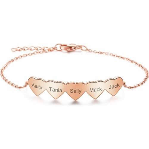 Customized 2-5 Hearts Beach Anklets for Women • Personalized Name Heart Anklet Stainless Steel Floating Heart Family Jewelry X3