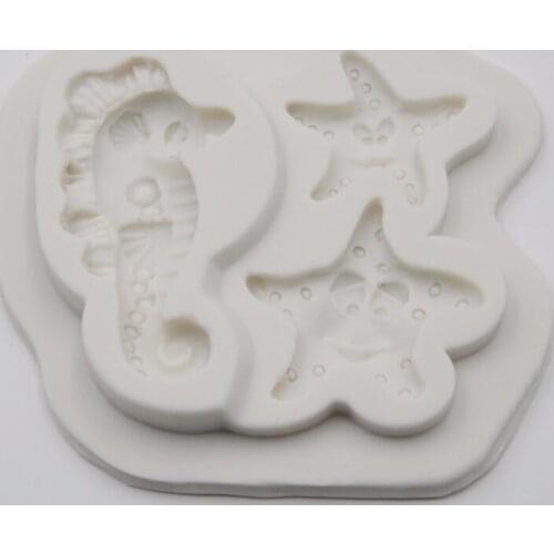 Pretty Starfish and Seahorse Sugar Fondant Cake Decoration Silicone Mold Chocolate Tools