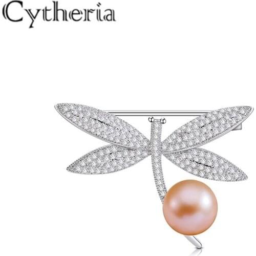 Cytheria creative unique animal brooches pearl rhinestone zircon dragonfly pins brooches for female party gifts
