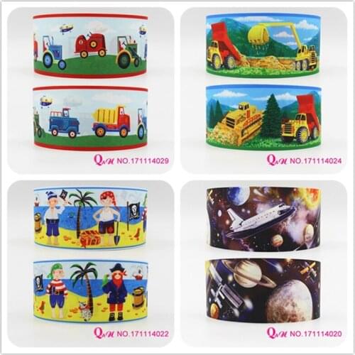 Q&N ribbon 16mm 22mm 25mm 38mm 50mm 75mm car universe printed grosgrain ribbon webbing 50yards/roll for hair tie free shipping