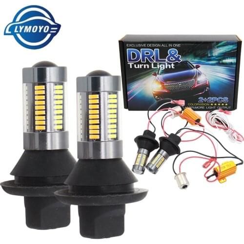 LYMOYO 1156 BAU15S ba15s ledT20 7440 4014 66SMD DRL white turn yellow Turn Signal Light Error Free Canbus with Resistor