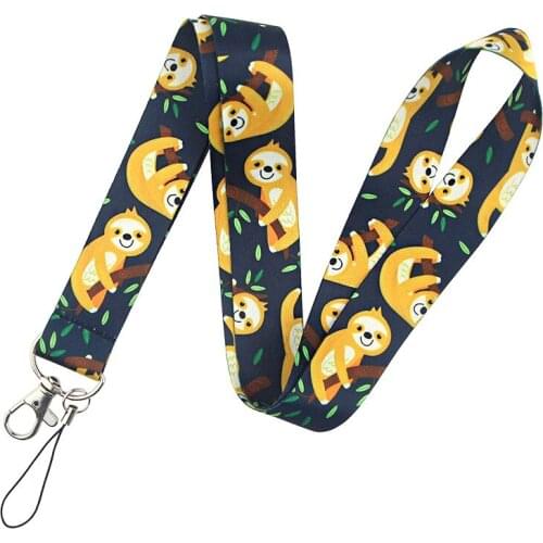 Lovely Cute Sloth Animals Lanyard Keys Phone Holder Funny Neck Strap With Keyring ID Card DIY Animal webbings ribbons Hang Rope