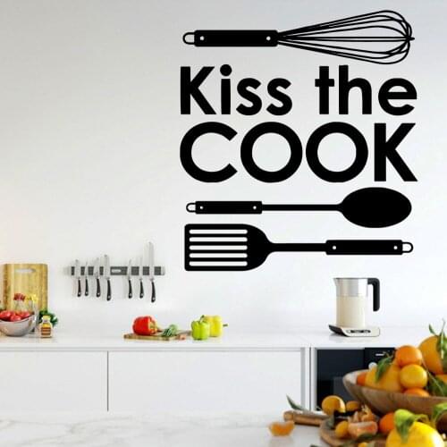 Fashion Kiss The Cook Kitchen Wall Stickers Modern Fashion Wall Sticker For House Decoration Accessories