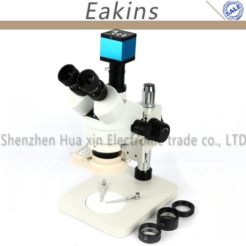 Simul-focal 7-45X Continuous Zoom Trinocular Stereo Microscope+ 21MP HDMI Microscope Camera For Phone Repair