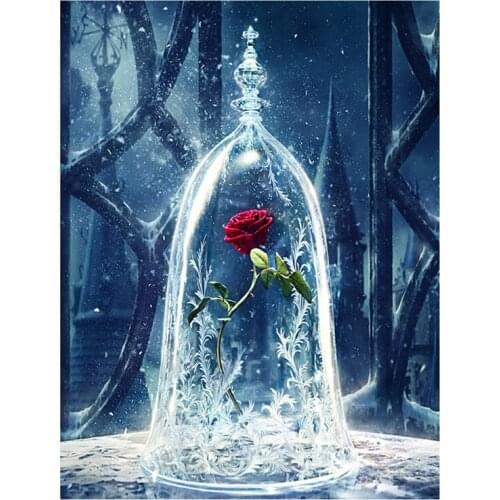 DIY Digital Painting By Numbers Package The bottle rose oil painting mural Kits Coloring Wall Art Picture Gift frameless
