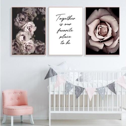 Pink Rose Flower Wall Scandinavian Canvas Art Botanical Print Painting Nordic Style Decorative Picture Modern Home Decor