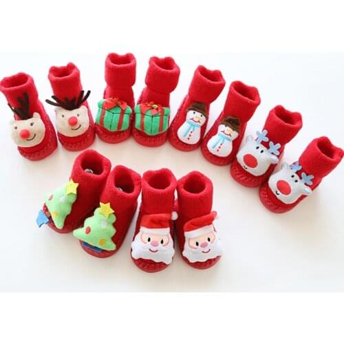 0-2 Years Old Newborn Socks Christmas Childrens Socks Winter Thicken Warm Baby Socks Children Toddlers Floor Socks Christmas