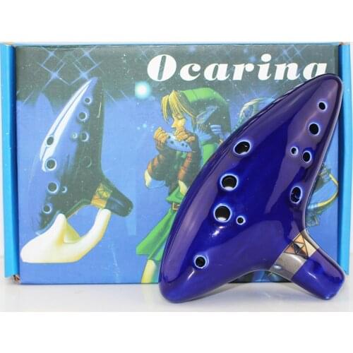 New arrival 12 Holes Ocarina Kiln-fired Ceramic Alto C Flute Ocarina of Time figure toy with box