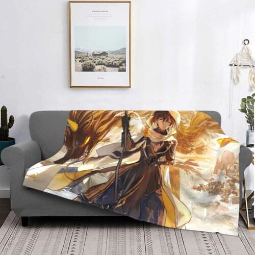 Genshin Impact Anime Boys Zhongli Blanket Decorative Flannel Fleece Blanket Throw