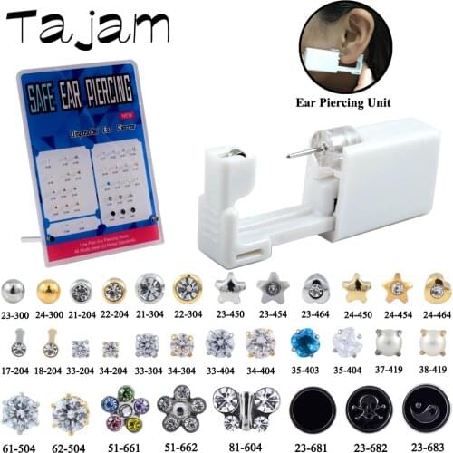 1Box Disposable Sterilized Ear Piercing Gun Cartilage Tragus Helix NO PAIN Piercer Tool Machine Kit Earring with Display Stand