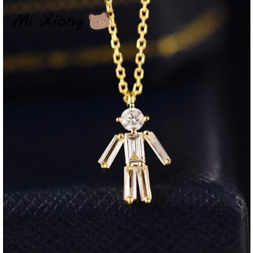 Mi Xiong 925 Sterling Silver Necklace Womens Pendant with Chains Cartoon Villain Luxury Jewelry Wedding Party Charm Accessories