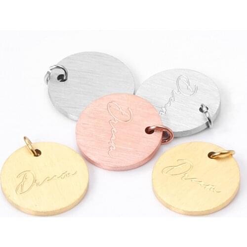 ASON Stainless Steel Round Letter Charms For Pendants Gold Silver Color 10pcs/lots DIY Jewelry Accessories For Necklace Bracelet