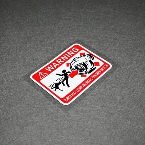 NO.S126 Spoof Funny Car Sticker Turbo May Consume Small Children or Pets Reflective Warning Mark Car Sticker and Decal