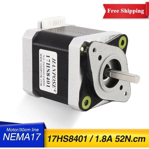 Free Shipping Stepper Motor Nema17 4-lead 48mm 52N.cm 1.8A 42 motor 17HS8401 with Shock absorber for 3D printer accessories