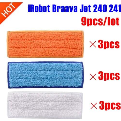 9 pcs/lot robot cleaner brushes spare parts 3pcs Wet Pad Mop +3pcsDamp Pad Mop + 3pcs Dry Pad Mop for iRobot Braava Jet 240 241