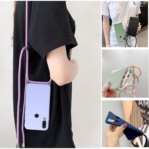 Silicone Lanyard Case For Huawei P20 P30 P40 lite E Honor 9 10 10i Lite 20 30 Pro 9A 8A 9C Soft Tpu Neck Strap Rope Cord Cover