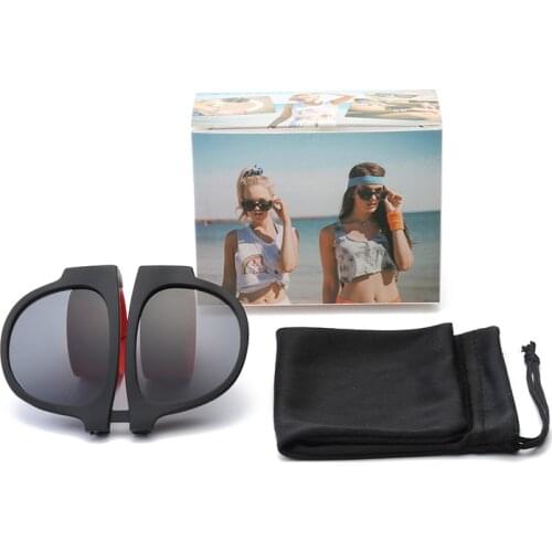 Clix Sunglasses Women Men Slap Folding Mirror Polarized Sunglasses Protable Foldable Mirrored Sport Holder Sun Glasses