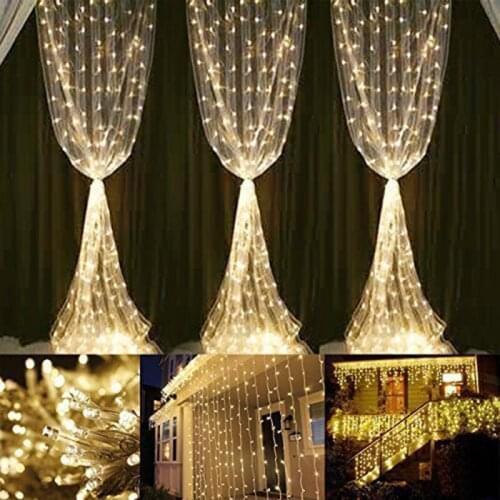 LED Curtain Light String Wedding Bedroom Decoration Festive Christmas Icicle Light Garden Accessories Outdoor Star String Lights