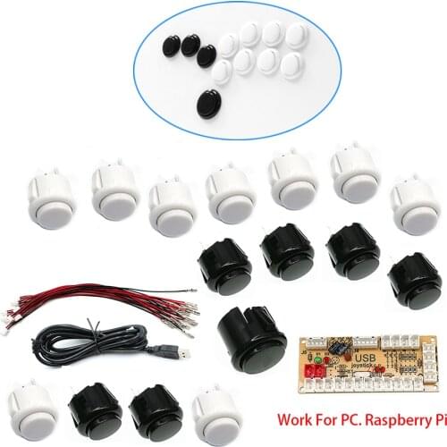 Jamma MAME Arcade Zero Delay USB Board DIY Sanwa Kit PC & Raspberry Pi Joystick Encoder With 14pcs 30MM & 24MM Push Button