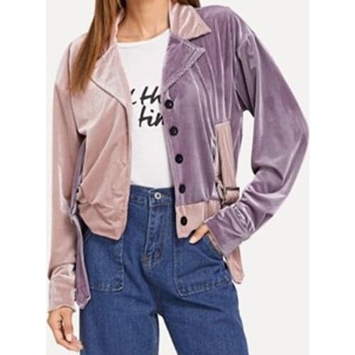 European Style Womens Jackets 2021 Autumn Patchwork Color Ladies Outerwear Sahes Long Sleeve Female Pockets Basic Coats KE1798