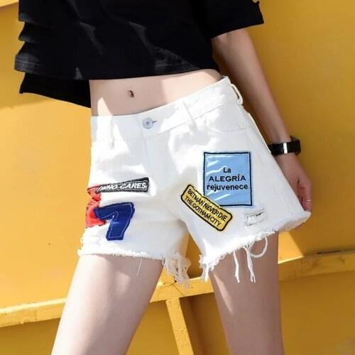 Womens Shorts Loose White Denim Female In The Summer Of 2021 The New Student Joker Show Thin wide-legged Pants Hot Pants