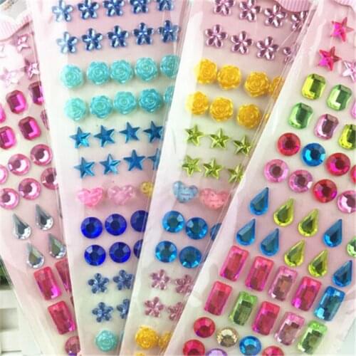 1pcs Mixed Acrylic Rhinestone Star Flower Heart Crystal Decoration 3D Stickers Baby Kids Girls DIY Cute Children Toys Stickers
