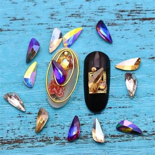 10pcs Crystal Shiny 3D Nail Art Rhinestones AB Colorful New Arrival Wings Shape DIY Decor Charms