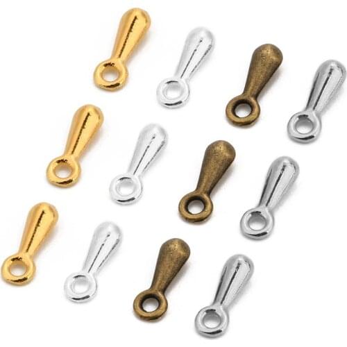100pcs 2x7mm 3x9mm Tear Water Drop Charms Tail Extend Chain Findings Gold/Silver/Rhodium Color End Beads For DIY Jewelry Making