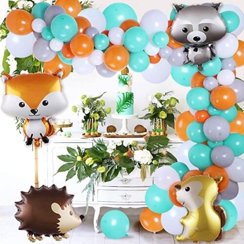 106Pcs Jungle Animal Balloons Garland Kit Gray Orange White Tiffany Latex Balloon for Kids Baby Shower Birthday Party Decoration