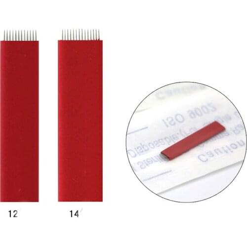 20PCS flat 12 14 Pins Eyebrow manual microneedle Professional Sterilized Permanent Makeup Needle Eyebrow Tattoo Needle