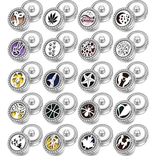 20 Styles Aromatherapy Snap Buttons Jewelry 18mm Magnetic Perfume Locket Stainless Steel Essential Oil Diffuser Fashion Bracelet