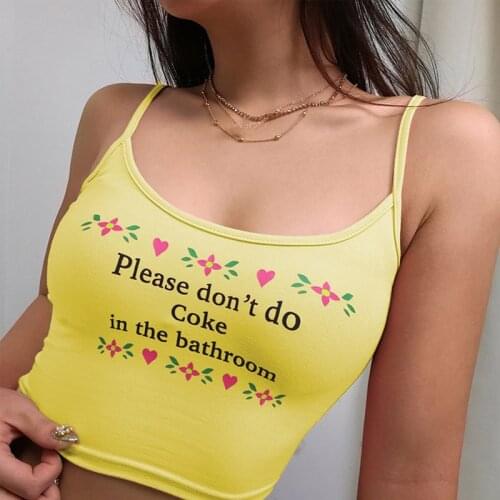 2021 Women Strappy Cotton Letter Print Tank Tops Vest Summer Sexy Short Crop Tops Camis Tees Tops Ladies