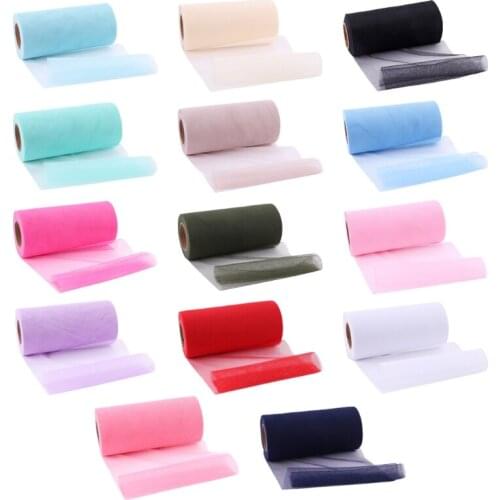 25Yards 15cm Unpatterned Tulle Roll DIY Table Skirt Colorful Tulle Roll DIY Bows Wedding Decoration Engagement Party