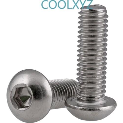 304 stainless steel round head / pan head hexagon socket screw / half round cup screw mushroom head bolt M5-M12 5Pcs