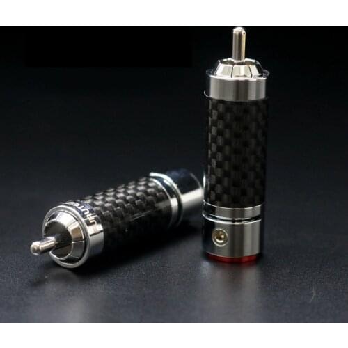 8 pcs of FURUTECH carbon fiber rhodium plated RCA lotus plug welding free hifi audio signal line terminal