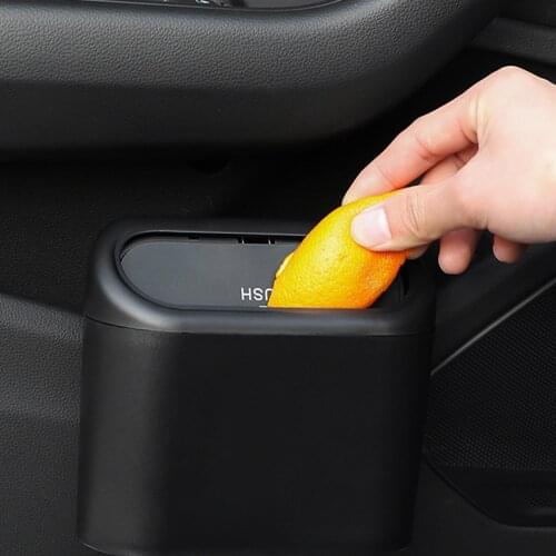 Car Trash Bin Hanging Vehicle Garbage Dust Case Storage Box Black Abs Square Pressing Type Trash Can Auto Interior Accessories