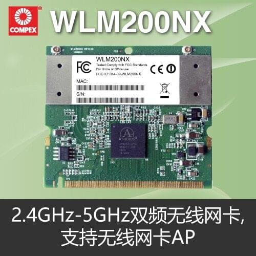 Compex Qualcomm Atheros AR9220 WLM200NX mini pcie 2.4G 5G dual band 2X2 wireless network card 802.11a/b/g/n match WP543 WP546
